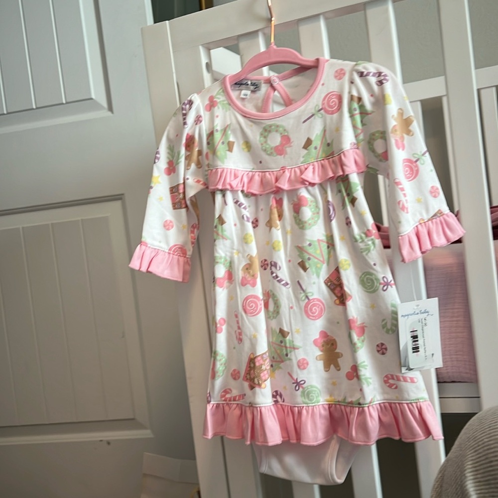 Sweet gingerbread printed ruffle dress
